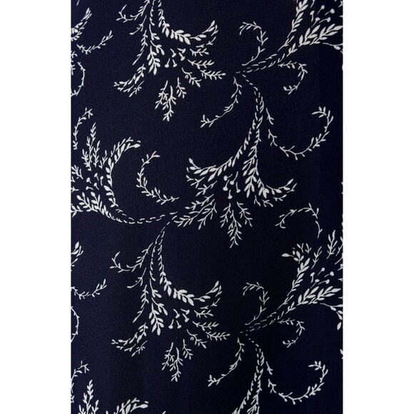 1990s Navy Midi Skirt Size Small 90s Button Front Skirt Vine Bouquet Print - Picture 9 of 9